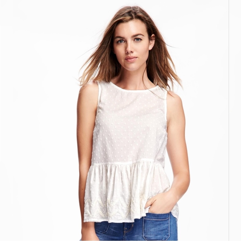 LOFT White Peplum Tank Top